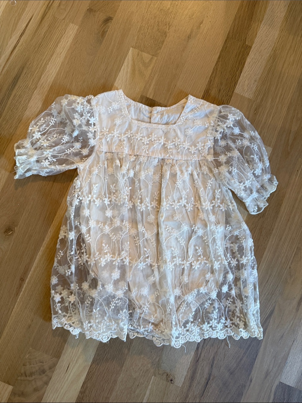 Girls White Lace Overlay Dress Top